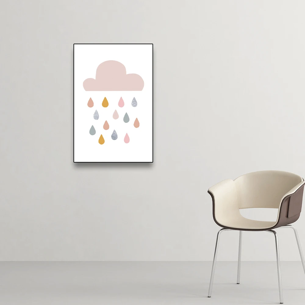 

Cassisy Canvas Painting Nordic Cartoon Rain Sun Star Posters and Prints Decorative Wall Pictures for Living Room Home Decoration