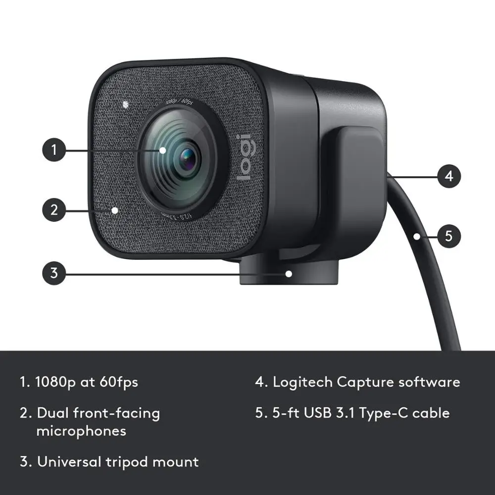 Оригинальная веб-камера Logitech 1080P StreamCam 60fps потоковая со встроенным микрофоном |