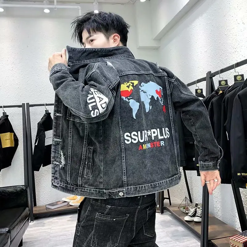

2020 denim jacket men's Korean Trend slim denim jacket spring and autumn handsome men's thin jacket men's wear