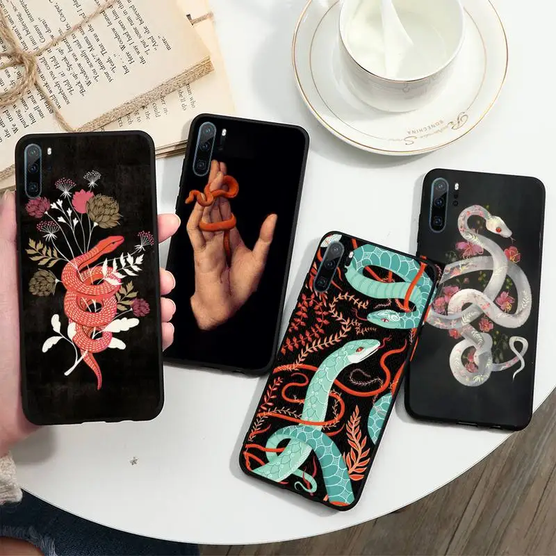 

Hand Snake Flowers pattern Phone Case For Huawei honor Mate P 10 20 30 40 i 9 8 pro x Lite smart 2019 nova 5t