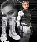 2021, Белая обувь Natasha Romanoff, сапоги для косплея Yelena Belova, высокие берцы, аксессуары, изготовленные на заказ