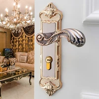 golden interior door handle lock security anti theft modern bedroom wooden door lock handle with key hardware accessories