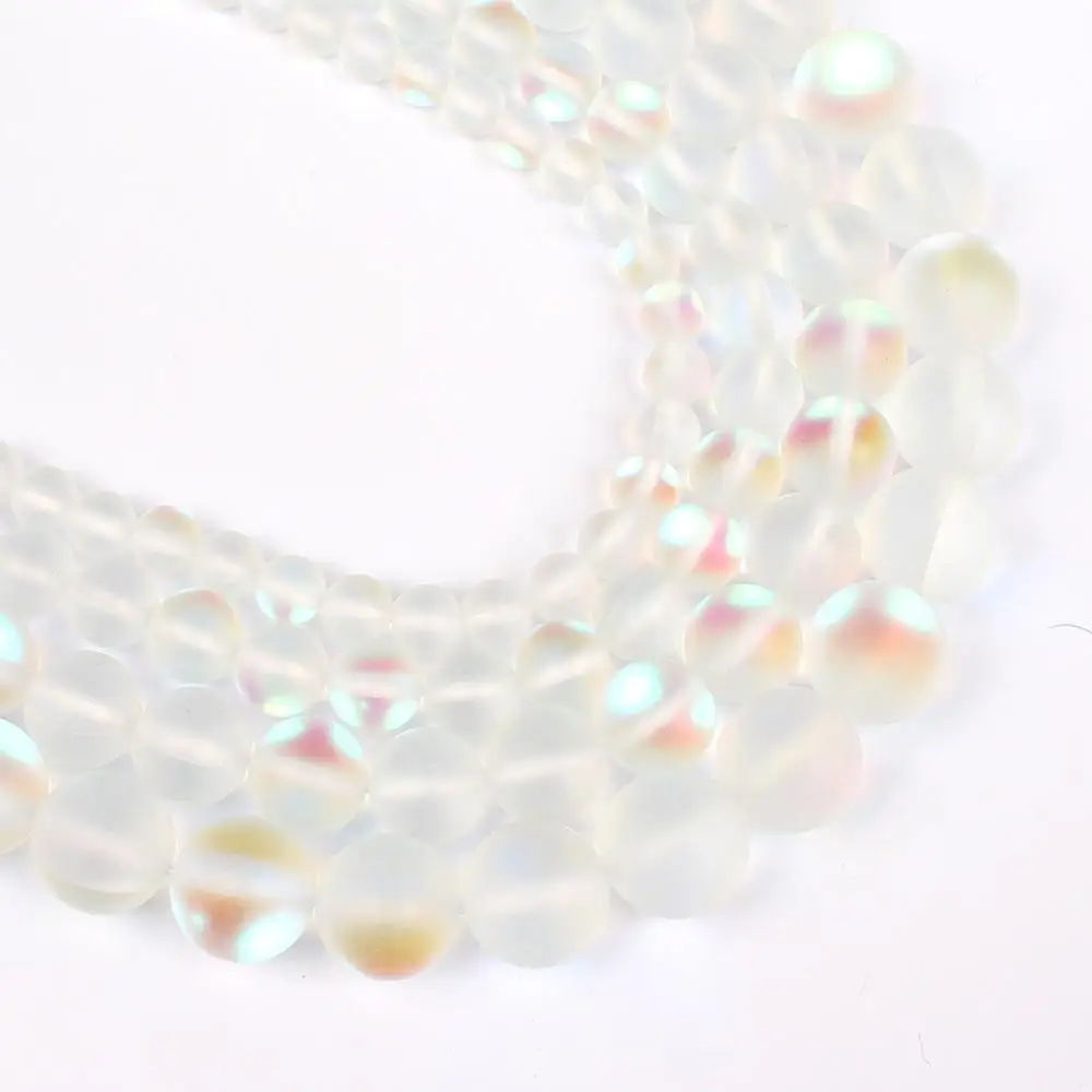 matte White Crystal A+ матовый Mulitecolor матовый из австрийского кристалла, Круглый бисер для изготовления ювелирных изделий 6/8/10/12 мм блеск лунный камень бусины для изготовления браслетов - Цвет: matte White Crystal