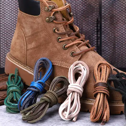1 пара, ботинки-мартинсы, шнурки квадратный кожаные шнурки для обуви в стиле ретро для мужчин и женщин; Повседневная кожаная обувь 100 см шнурк...