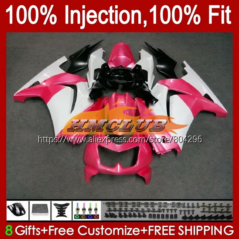 

Инъекции для KAWASAKI ZX250R 2008 розовый белый 2009 2010 2011 2012 53No.53 ZX-250R EX250 EX ZX 250R 250 08 09 10 11 12 обтекатель