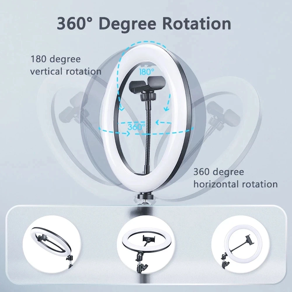 

10 Inch RGB Ring Light Profissional Selfie LED Ringlight Makeup Lamp Video Studio with Tripod 1.6/1.9M Stand For Youtube Tik Tok