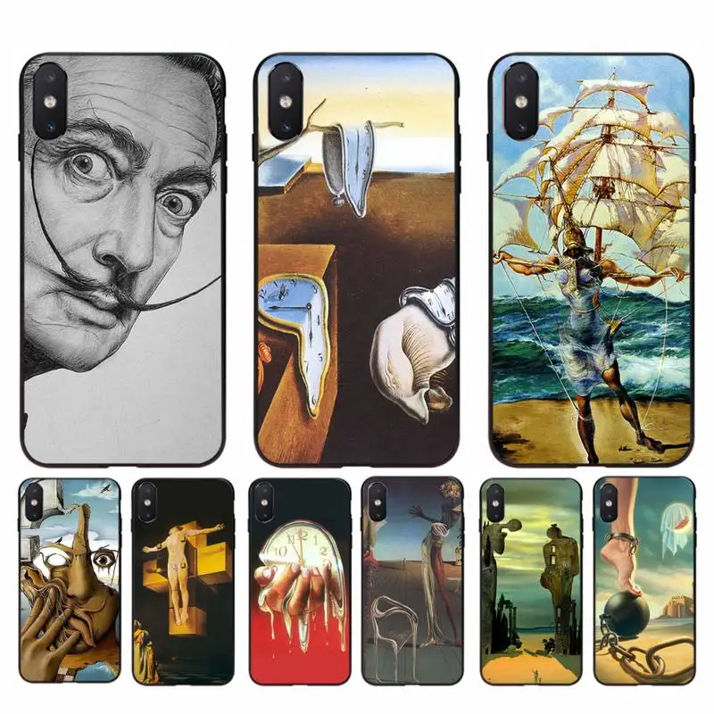 Горячая продажа Salvador Dali Art черный чехол для мобильного телефона iphone 11 12 Pro Max X XS MAX 6
