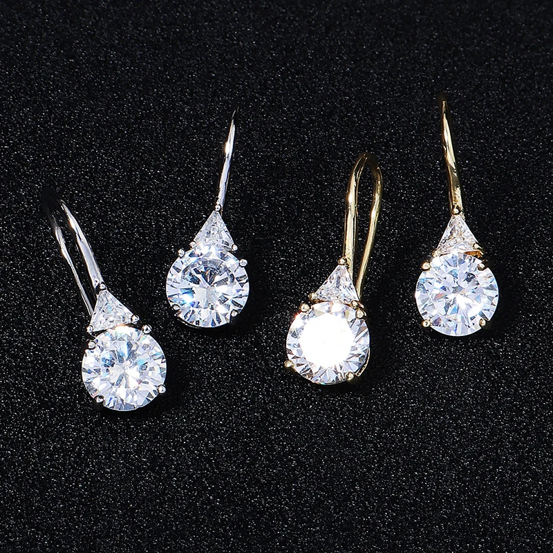 QYY мода кубического циркония воды свисающие серьги для женщин серебро Цвет