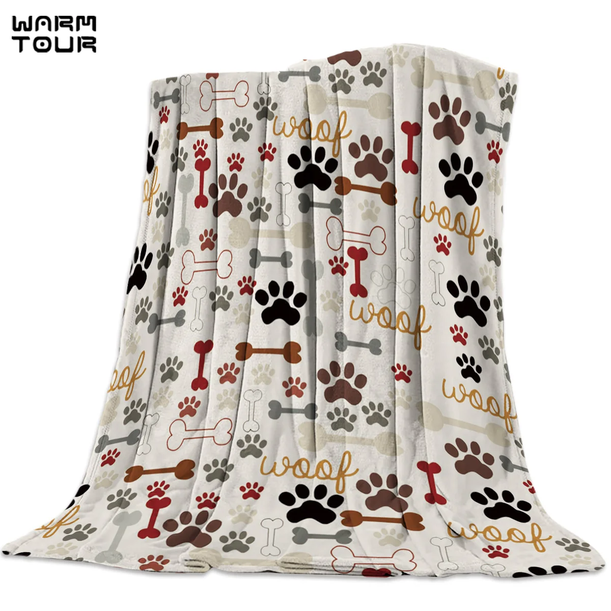 Мультяшные отпечатки собачьих лап кости одеяло с животными Забавный