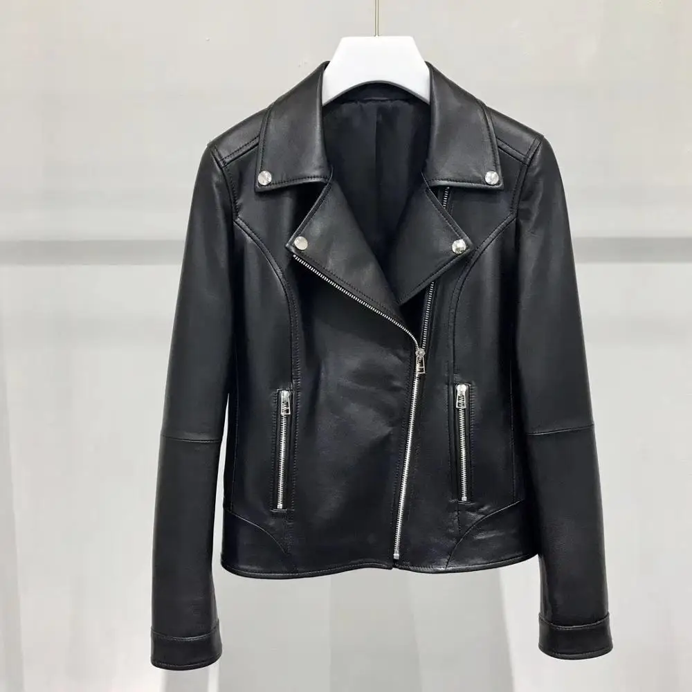 

Maylofuer genuine leather jacket women coat fashion locomotive jackets for spring and winter long sleeves with zipper
