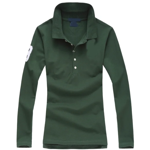 

Polo shirt women horse 100%cotton fashion comfortable embroidery Pure color Long sleeves polo shirt polo shirt women tops
