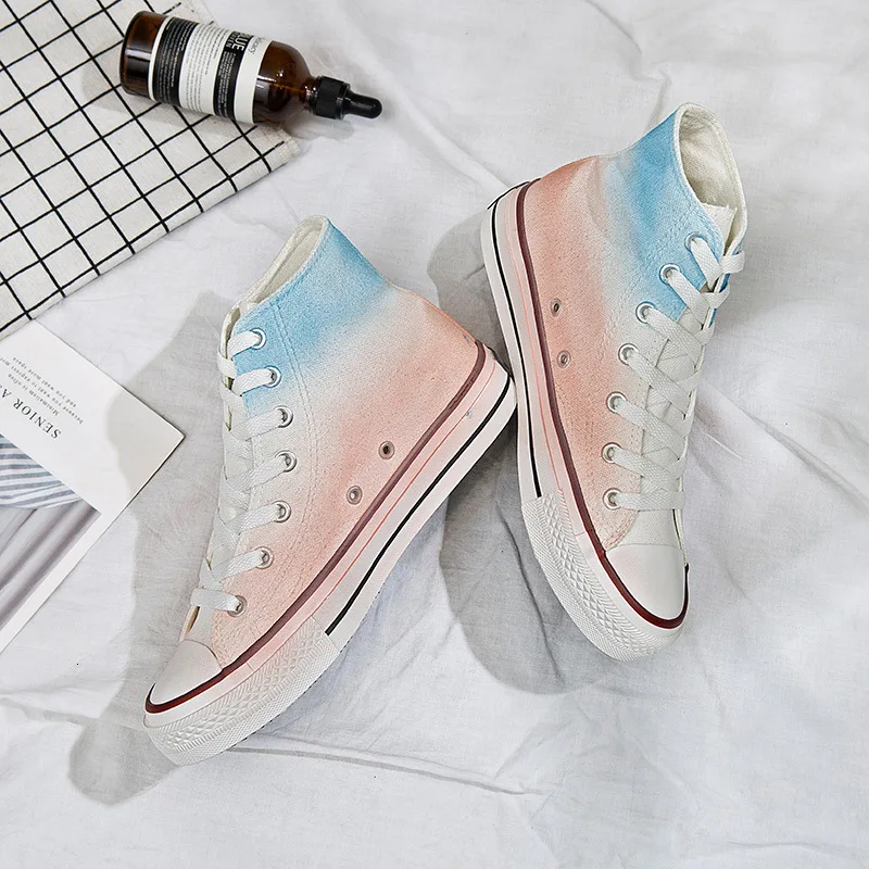 Сезон 2019 г. женская обувь на нескользящей подошве градиентного цвета Высокая