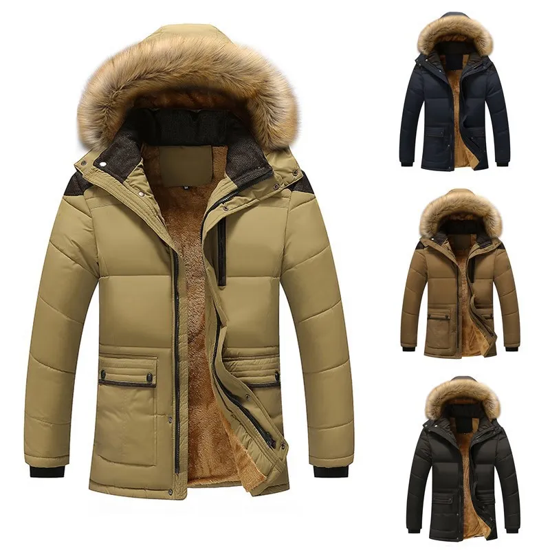 Free Shipping Casual Slim Thick Warm Mens Coats Parkas With Hooded Long Overcoats Winter Jackets Men