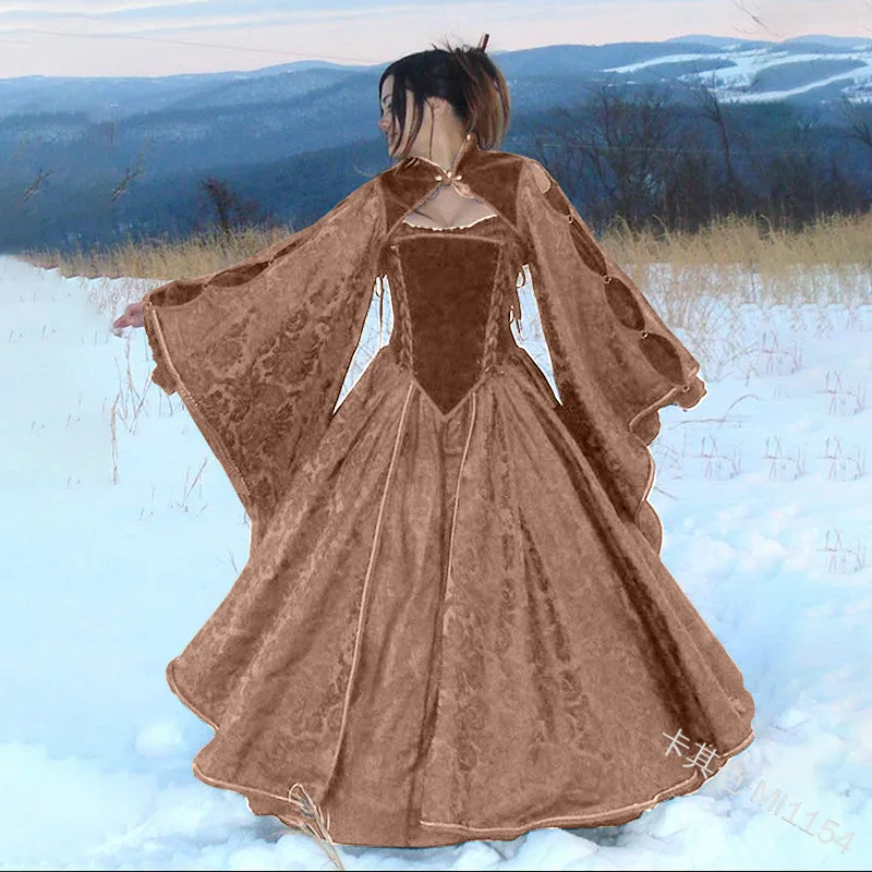 Женское винтажное платье принцессы в стиле ренессанс с рукавами-колокольчиками