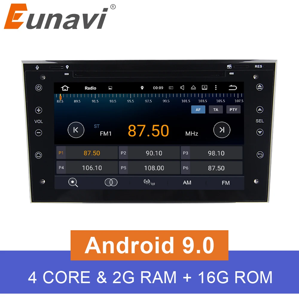 Автомагнитола Eunavi 2 din 4 ядра Android 9 0 GPS навигация стерео для Vauxhall Opel Astra H G Vectra Antara