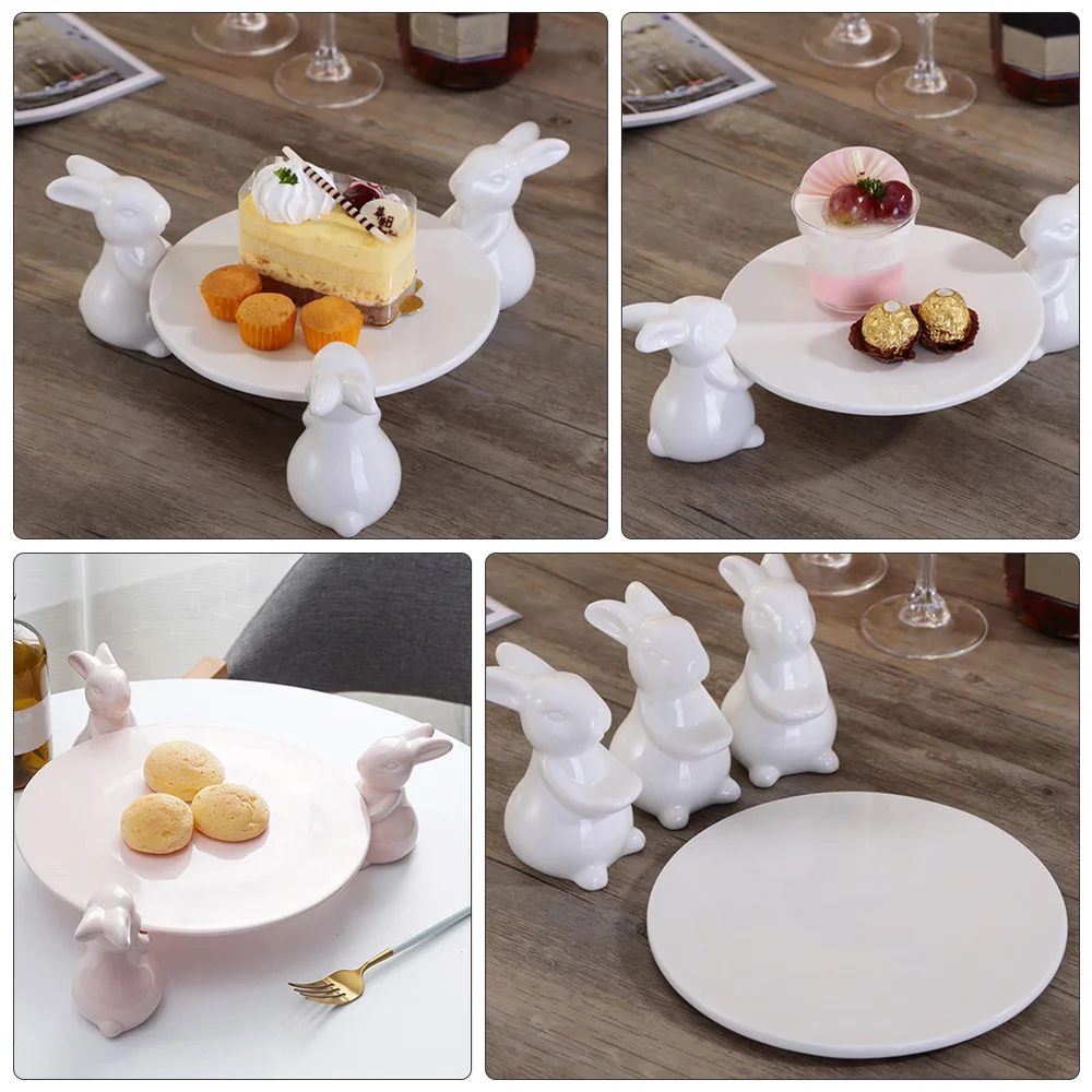 

2 Set Easter Ceramic Dish Bunny Design Storage Tray Home Ornament Ceramic Tray