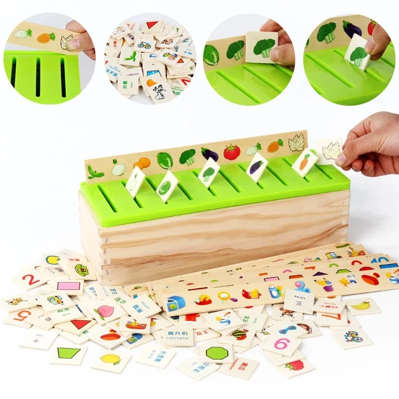 

Монтессори Развивающие деревянные игрушки для детей раннего математические знания Классификация познавательные соответствующая коробка,...
