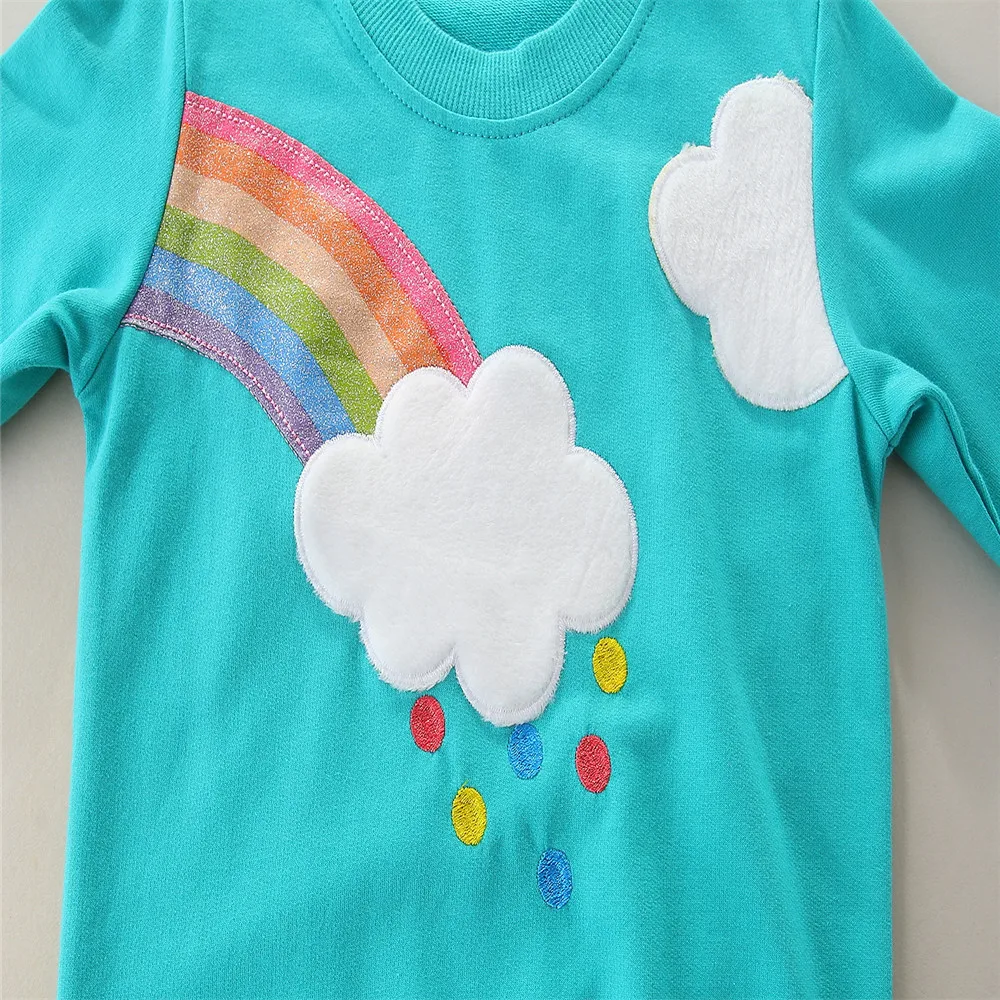 Новинка модные хлопковые свитшоты zeeхлеба для девочек с радужной вышивкой