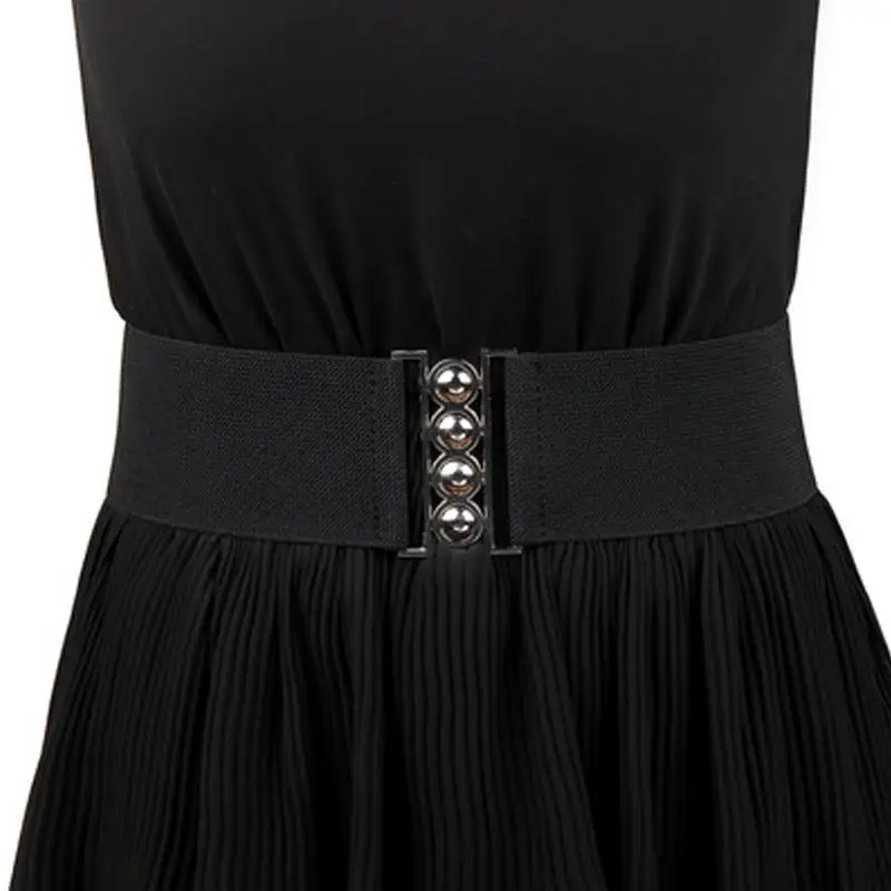 

Fashion Dress Belts for Women Simple Waist Elastic Ladies Band Round Buckle Decoration Coat Sweater Party Belt Girdle Belt Gift
