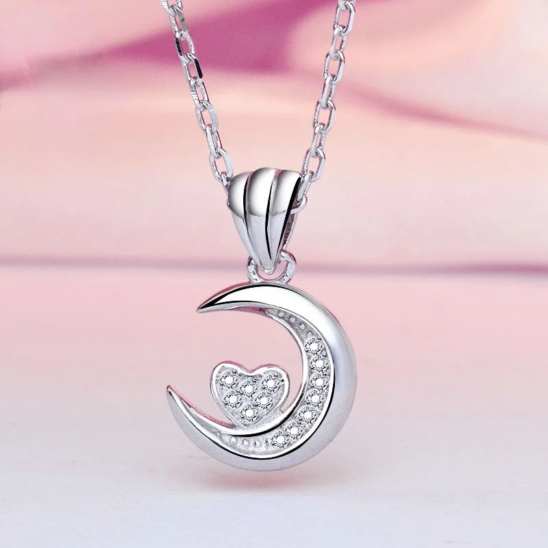 

Женское Ожерелье, простое модное ювелирное изделие из стерлингового серебра S925 пробы, кулон в виде Луны, Любовное ожерелье