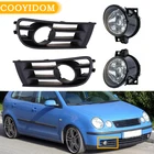 Автомобильная Левая Правая передняя галогенная лампа противотуманный светильник противотуманная фара и противотуманный светильник решетка для Volkswagen Polo 9N Sedan 2004-2006 автомобильный Стайлинг