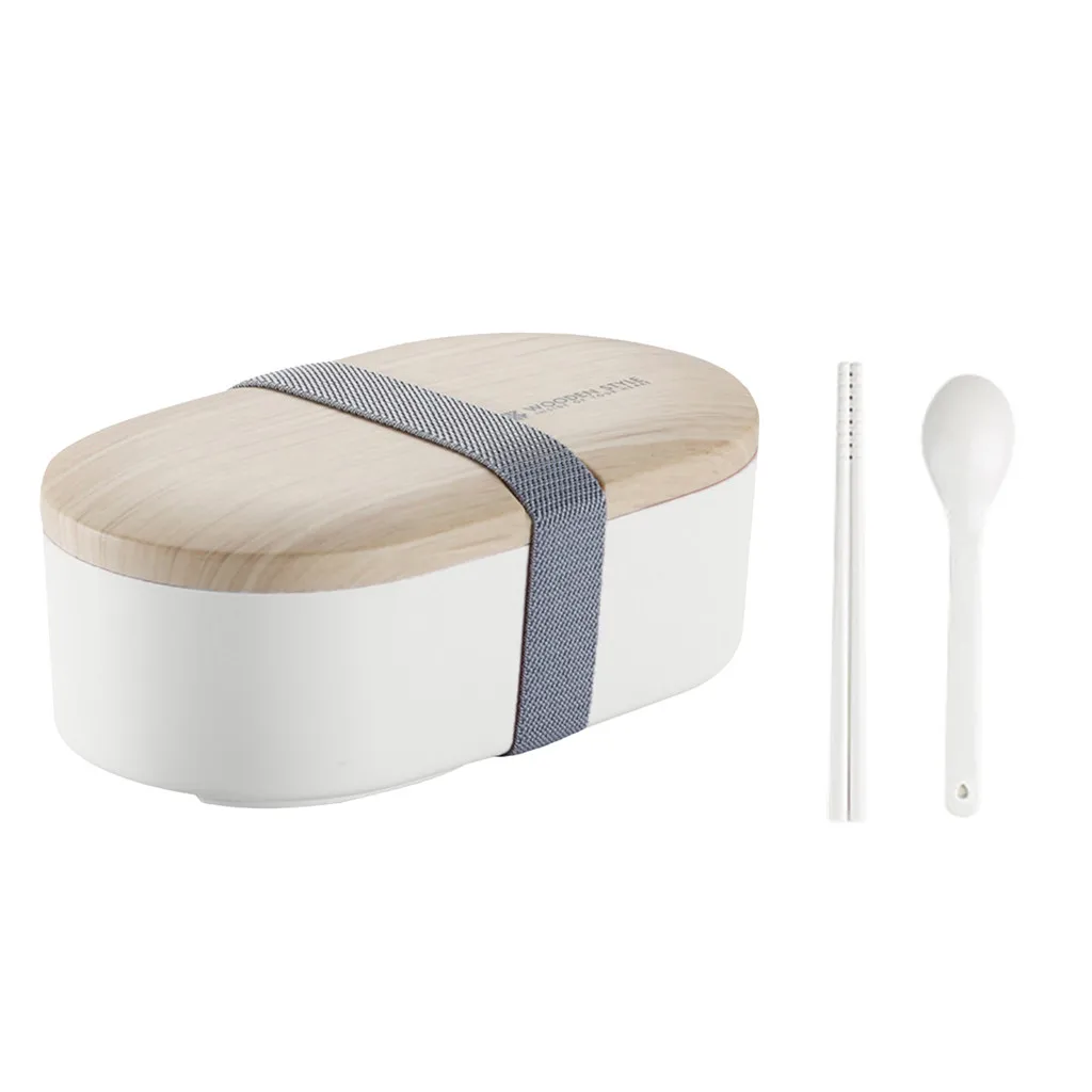 White Ланч-бокс для микроволновки японского дерева Bento Box однослойный контейнер для хранения кухни Ланч-бокс для детей школьный контейнер для еды - Цвет: White