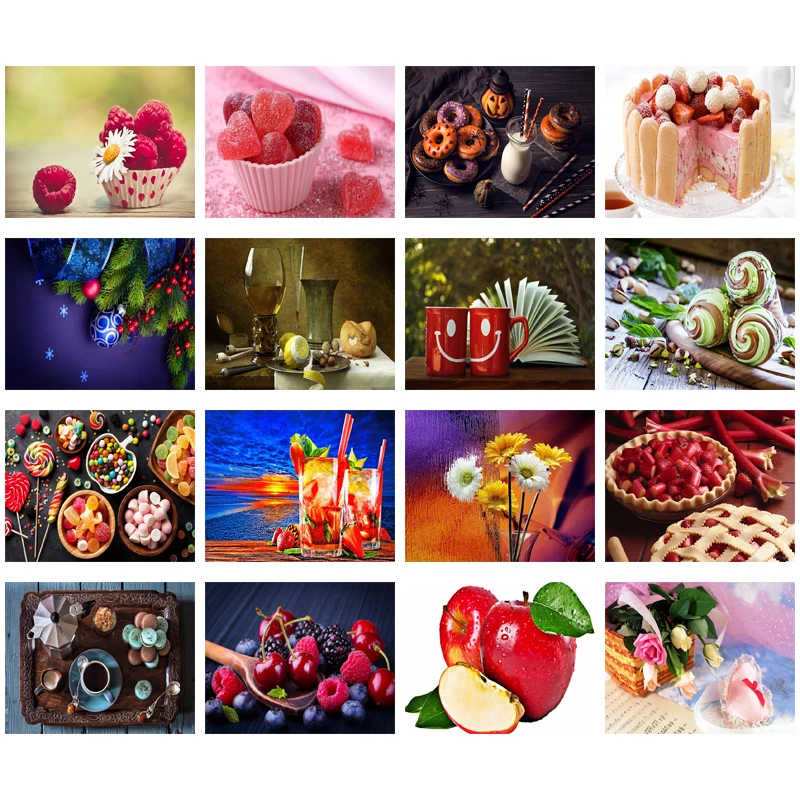 

Delicious Food Diamond Painting 5D Diy Handwork Cross Stitch Embroidery Square Round Diamond Dining Hall Kitchen Home Decor