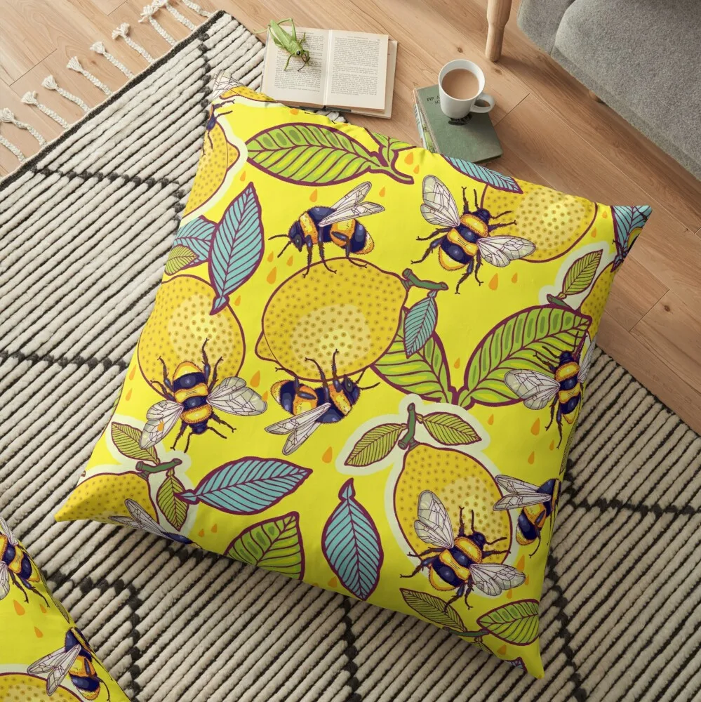 

Декоративная подушка с принтом желтого лимона и пчелы, наволочка для дивана, наволочка, весенние украшения для домашнего декора, наволочка ...