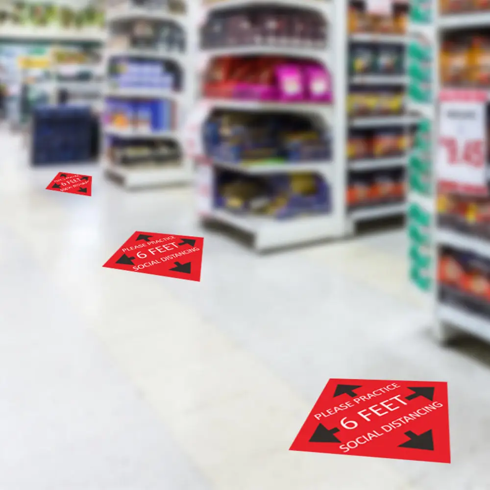 Социальная дистанция пол наклейки Non Slip Водонепроницаемый самоклеящиеся