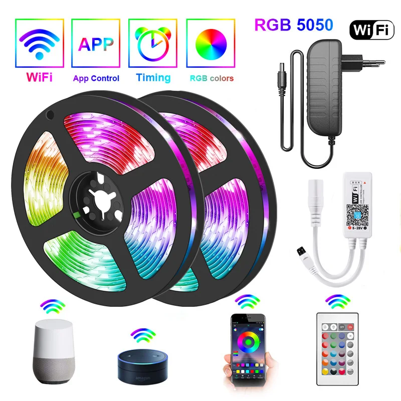 Умная Светодиодная лента с Wi Fi 150 футов 5 м RGB 5050 светодиодов|Светодиодные ленты| |