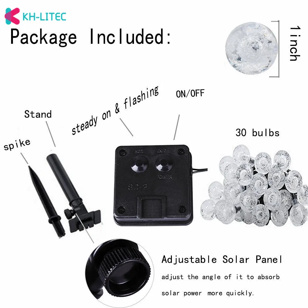 Солнечный Глобус 30 светодиодный шар струнный светильник s Солнечная энергия