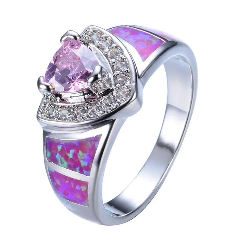 Ювелирные Изделия Bague Ringen S925, кольца для женщин, роскошные великолепные кольца с розовым опалом и цирконием для вечеринок, свадеб, подарок на день рождения, размер 6, 7,8, 9 - Цвет камня: pink