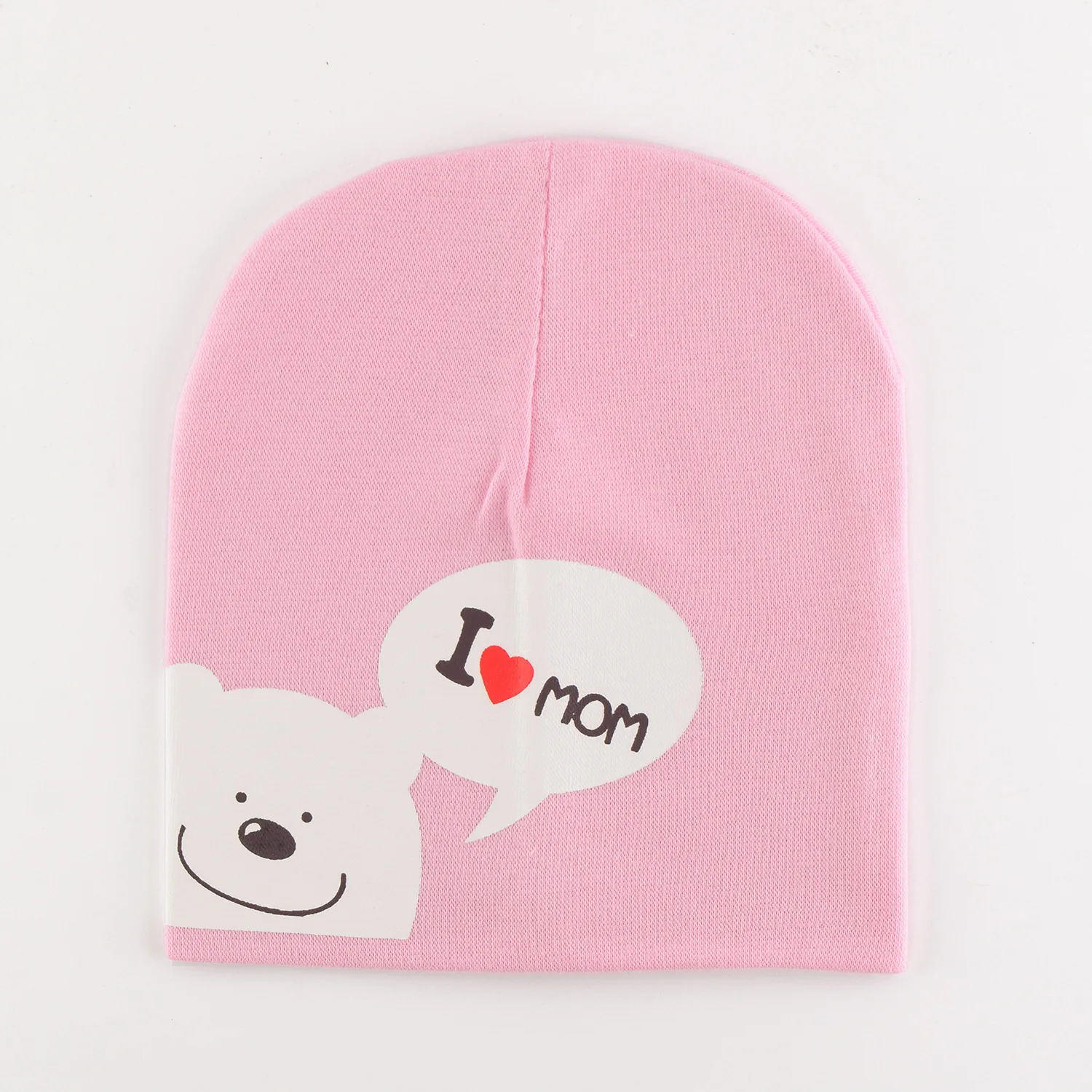 light pink Детская шапка с надписью «I Love Mom» для девочек и мальчиков, хлопковая вязаная шапка для детей, детская шапка с рукавами, шапка для малышей, аксессуары для детской одежды - Цвет: light pink