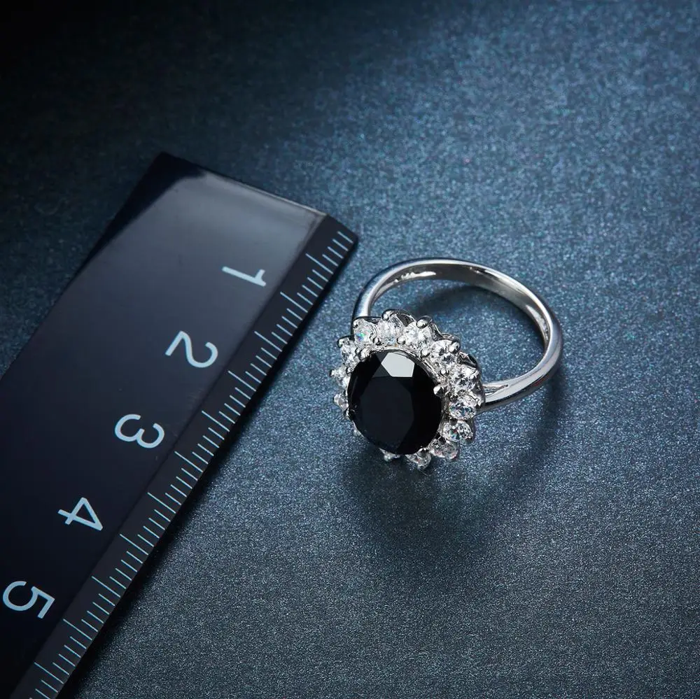 

Hutang Genuine Black Spinel 925 Silver Ring Gemstone Solid 925 Sterling Silver Rings Fine Elegant Jewelry for Women