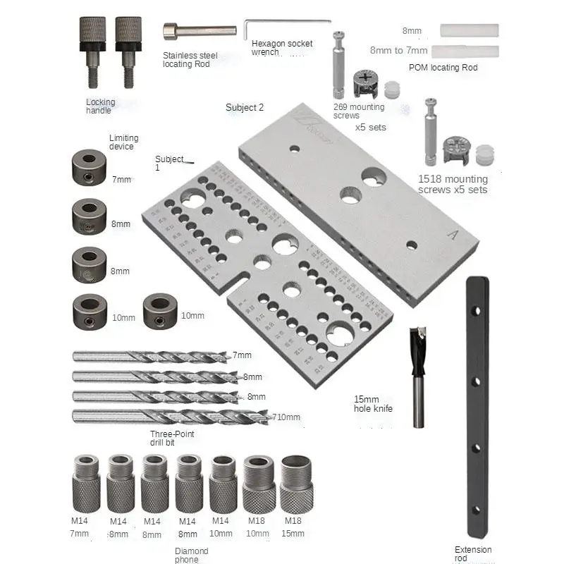 Dowelling Jig for Furniture Fast Connecting 3 In 1 Woodworking Drill Locator 2 In 1 Adjustable Drilling Guide Punching Locator N