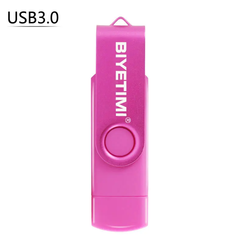 Новинка Usb 3,0, USB флеш-накопитель biyetimi OTG для смартфонов/планшетов/ПК, 8 ГБ, 16 ГБ, 32 ГБ, 64 ГБ, 128 ГБ, флеш-накопитель, высокоскоростной флеш-накопитель - Цвет: Розовый
