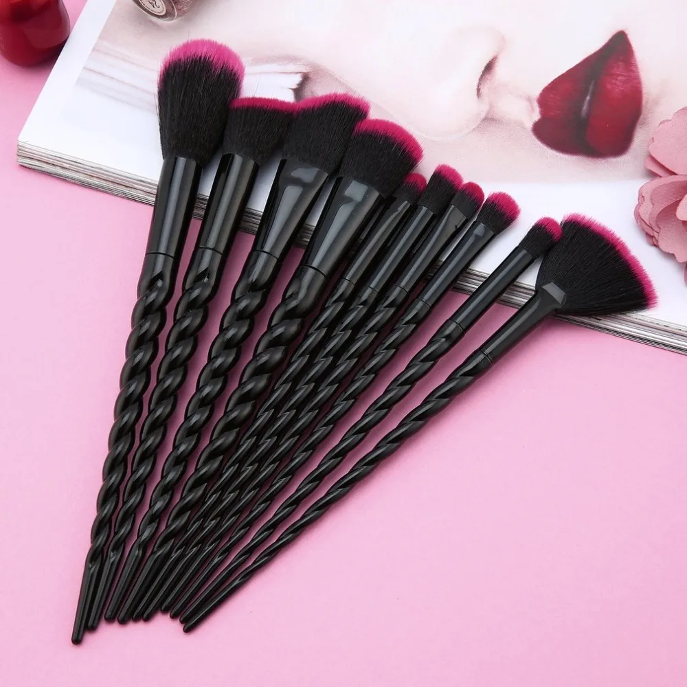 

NEW BLACK+RED Unicorn Powder Foundation Blush Blending Professional Makeup Brushes Set Cosmetic Tools pinceaux de maquillage