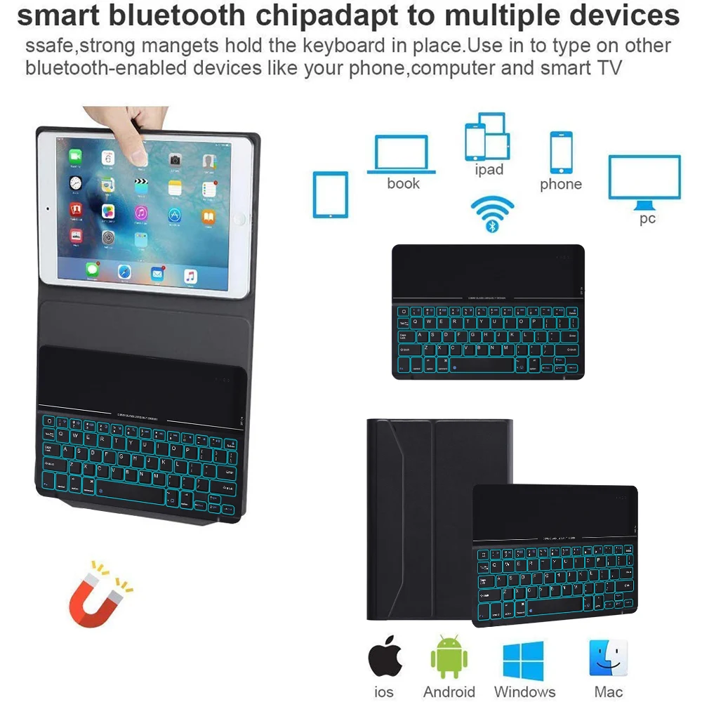 Клавиатура Bluetooth для ipad 10 2 дюйма планшет на английском языке с подсветкой