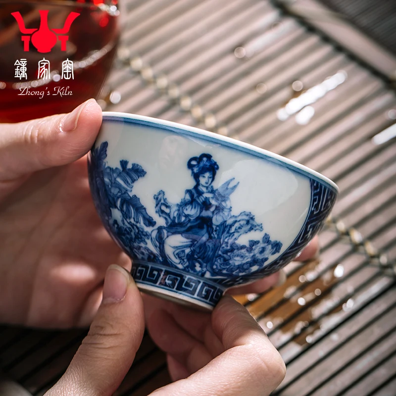 

★Master cup of Zhongjia kiln single cup Jingdezhen blue and white porcelain teacup