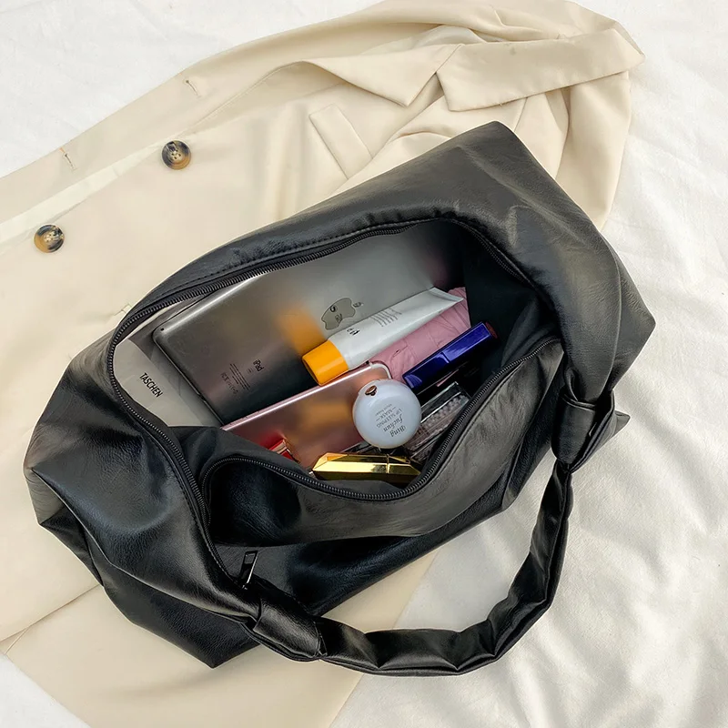 

New Soft PU Leather Tote Handbags for Women Solid Color Wild Shoulder Bag Female Lightweight Designer Casual Style Hobo Bags Sac