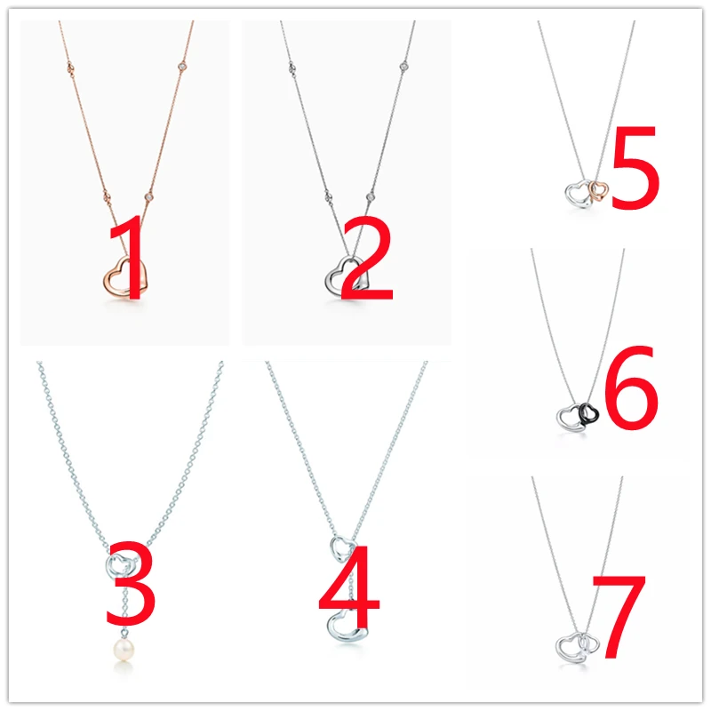 

100%S925 Sterling Silver Open Heart-Shaped Fine Workmanship Necklace Ladies Logo1:1Original Brand Jewelry Romance Valentine Gift