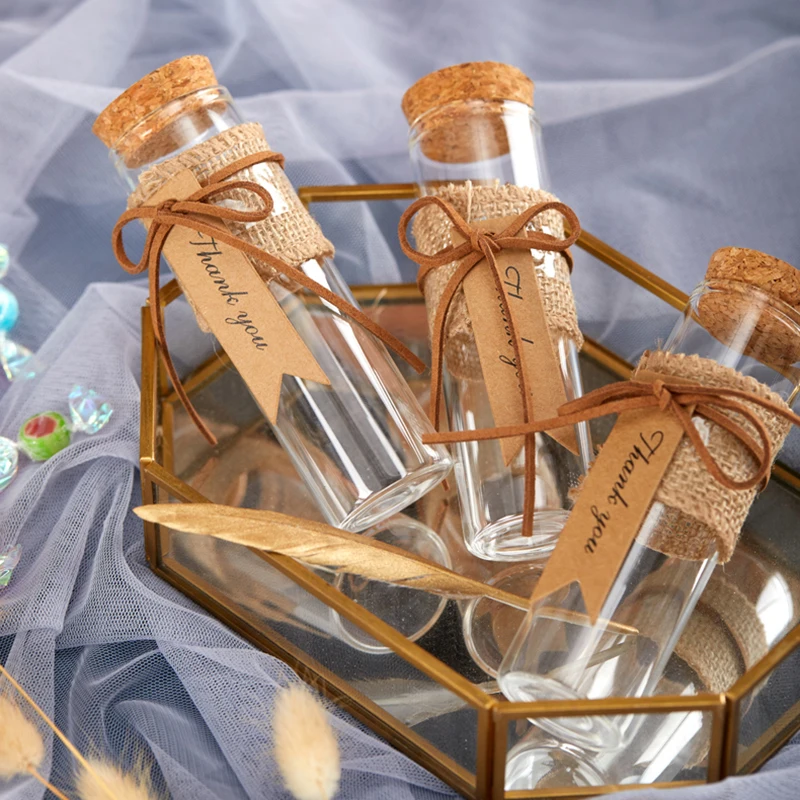 

10Pcs Glass Bottle with Corks Clear Wish Bottle with Tag and Rope Hanging Christmas Home Decoration Wedding Party Gift for Guest