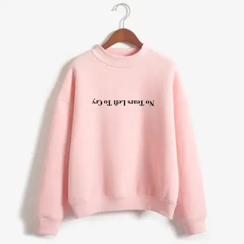 Women's Sweatshirt y2k Hoodies Ariana Grande NO TEARS LEFT TO CRY Letter Printed Fleece Turtlencek Harajuku Blouse Woman Clothes