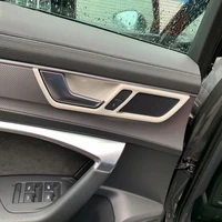 car accessories for audi a6 c8 2019 abs carbon fiber black inner door handle bowl cover decoration trim sticker 4pcs interior