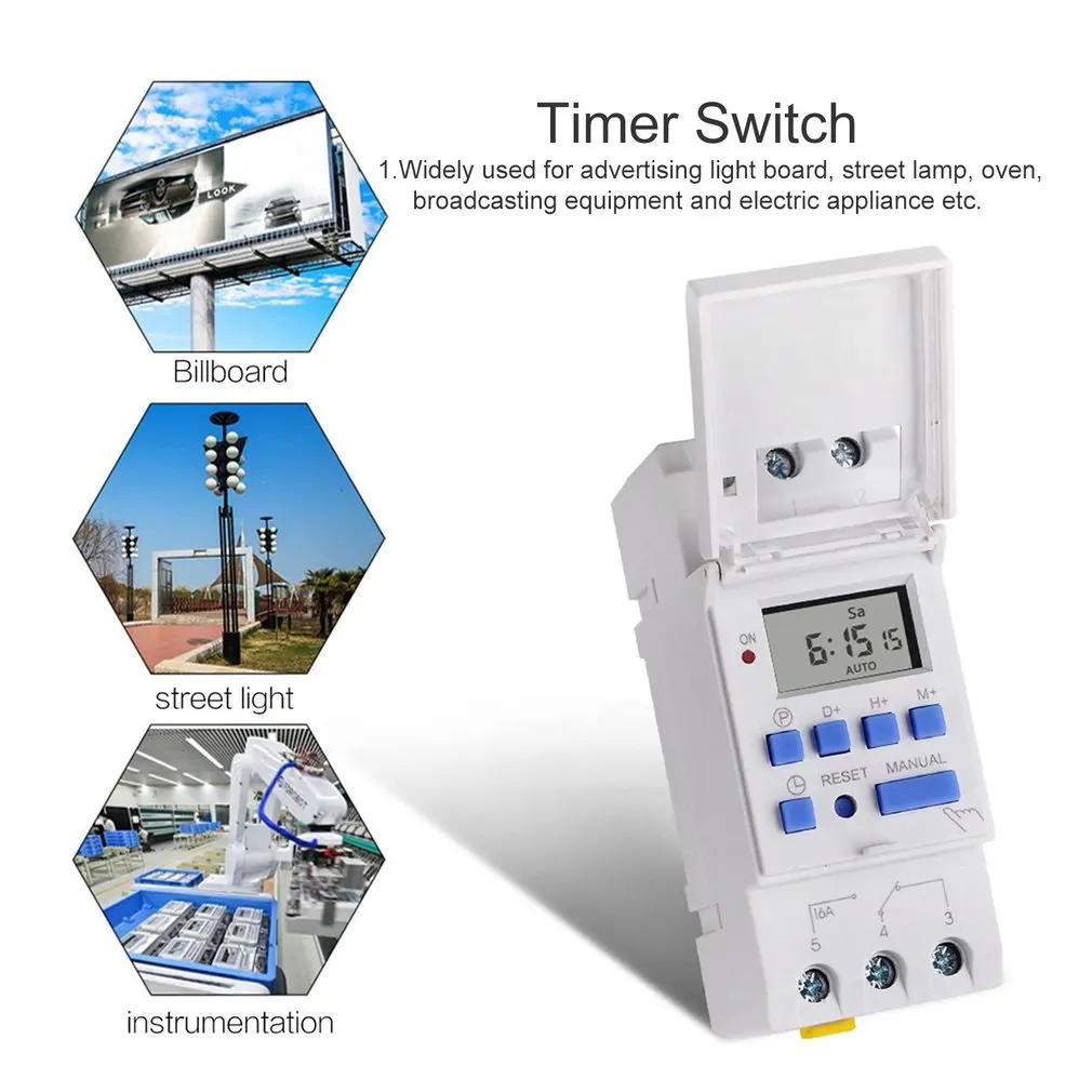 SINOTIMER AC 12~ 220 В еженедельно 7 дней программируемый цифровой реле времени таймер контроль Din рейку крепление для электрического прибора