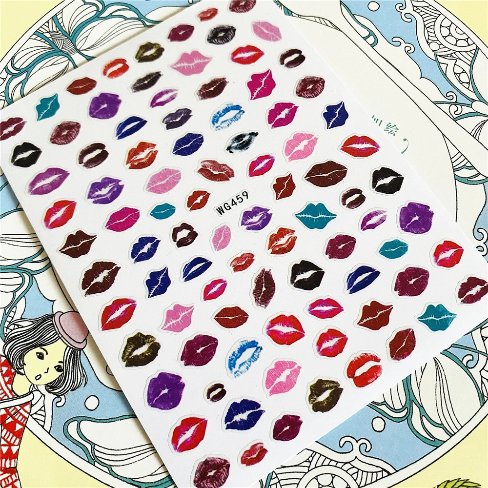 WG457 WG458 большие красные губы красочные средства ухода за губами 3D задняя клей для