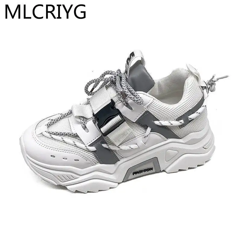 

Women's Mesh Breathable Thick-soled Sneakers 2021 Fashion Women's Dad Shoes Women's Sneakers Casual Comfortable Vulcanized Shoes