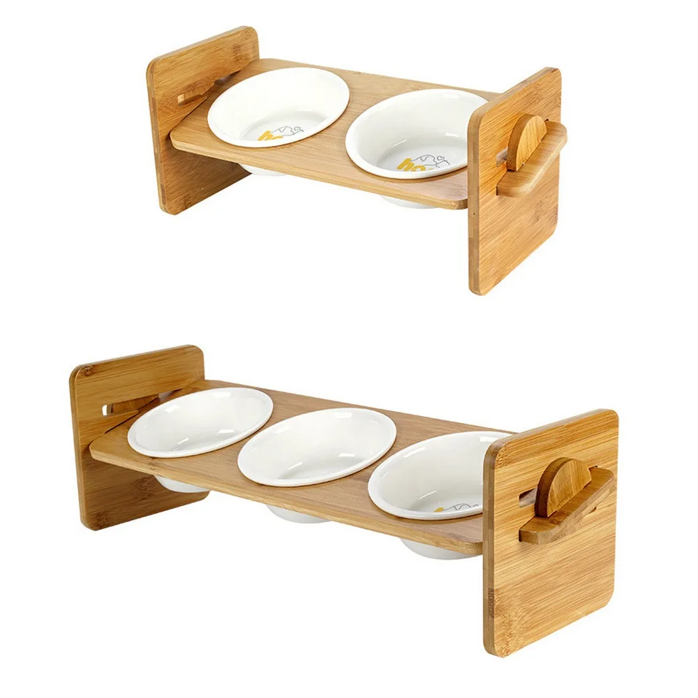 Миска для кошек двойная миска керамическая домашних животных регулируемая