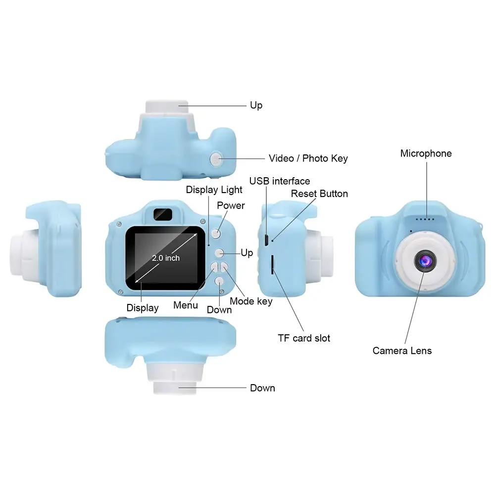 Shockproof 8MP Child Camera Rechargeable Toys for Girls Support the TF Card Children's Toys Working 6 Hours Digital Camera