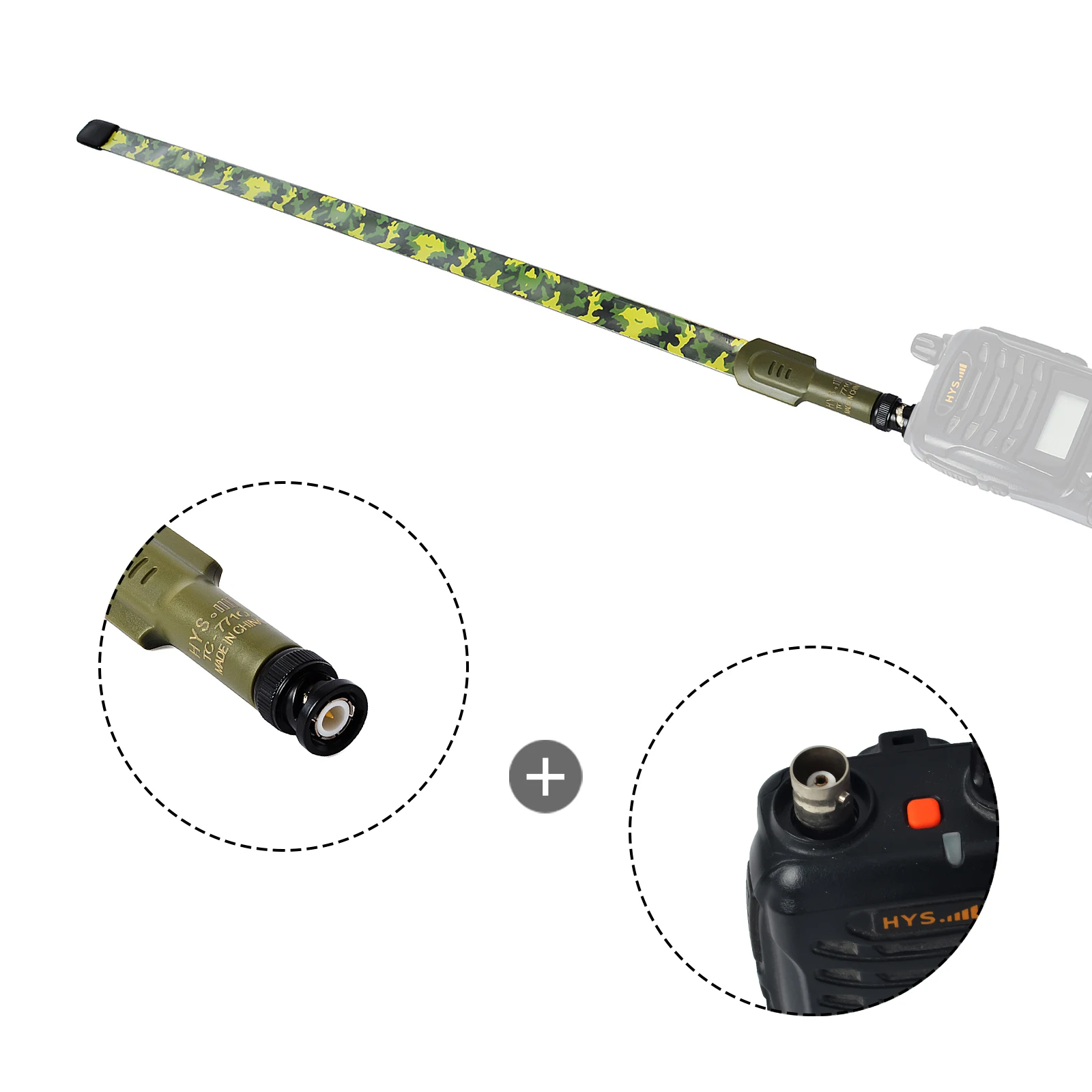

HYS BNC CS Tactical Antenna Dual Band 144/430Mhz 2m/70cm Foldable Antenna for Icom IC-V8 IC-V82 Kenwood Radio Walkie Talkie